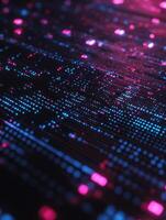 Glowing pixel grid. Close up of vibrant digital patterns for technology design photo
