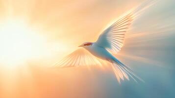 Enchanting abstract concept of a swallow transforming into light for creative artistic projects photo