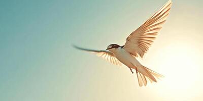 Swallow wing motion blur against soft sky for nature and wildlife art photo