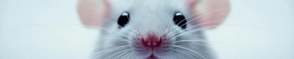 Extreme close up of a white laboratory mouse face for scientific study photo
