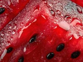 Close up macro shot of fresh watermelon texture for summer design photo