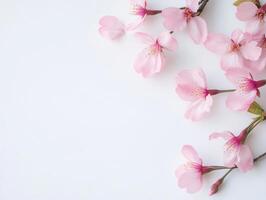 Minimalist design with falling pink sakura petals for spring themed art or decor photo