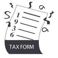 tax form with swirling symbols and numbers, illustrating a lively and creative Tax Day background concept vector
