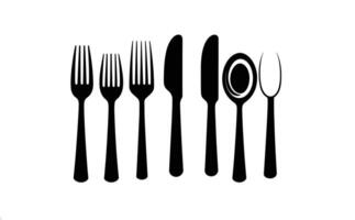 A set of forks and spoons on a white background vector