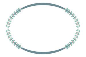 Oval Wreath Frame With Green Leaf Decoration vector