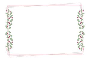 Rectangular Frame With Pink And Green Leaves Decoration vector