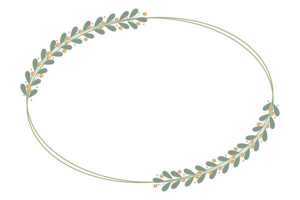 Oval Circle Wreath Frame With Yellow And Green Leaf Decoration
