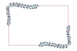Purple Rectangular Frame Decorated With Purple And Green Leaf Floral Pattern vector