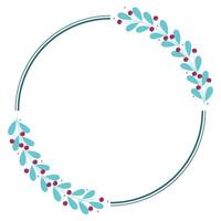 Circle Wreath Frame With Red And Green Leaves Decoration vector