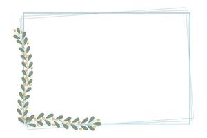 Blue Rectangular Frame Decorated With Yellow And Green Leaf Floral Pattern vector