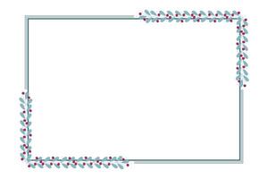 Green Rectangular Frame Decorated With Red And Green Leaf Floral Pattern vector