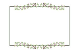 Green Rectangular Borders Frame With Purple And Green Leaves vector