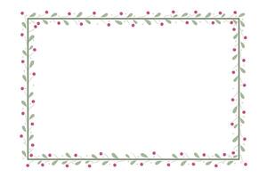 Green Rectangular Borders Frame With Red And Green Leaves Decoration vector