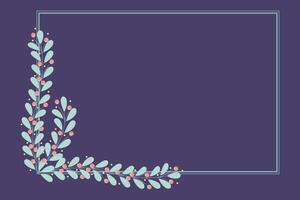 Green Rectangular Borders Frame With Peach And Green Leaves Decoration vector