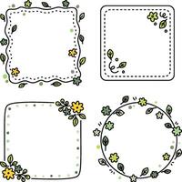 A collection of playful and decorative square and round frames with floral and leaf elements vector