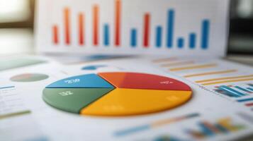 Colorful charts and graphs depicting business analysis and data. photo