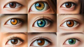A captivating display of diverse human eyes showcasing various colors. photo