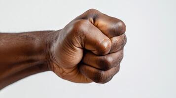 A close-up of a clenched fist symbolizing strength and determination. photo