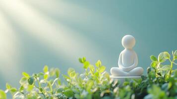 A serene meditation figure amidst lush greenery, evoking peace and tranquility. photo