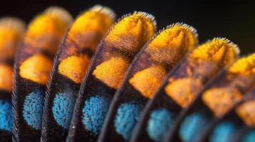 Colorful insect wings showcasing vibrant patterns and intricate textures. photo