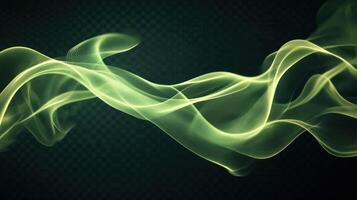 A luminous green abstract wave pattern on a dark background. photo