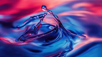 An abstract splash of vibrant blue and red water in motion. photo