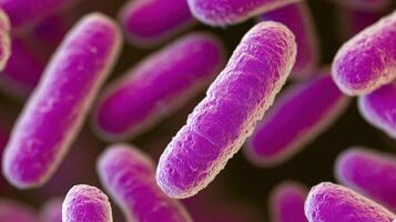 Close up of vibrant purple bacteria under a microscope. photo