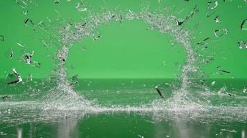 A dynamic splash of water creating a stunning circular pattern. photo