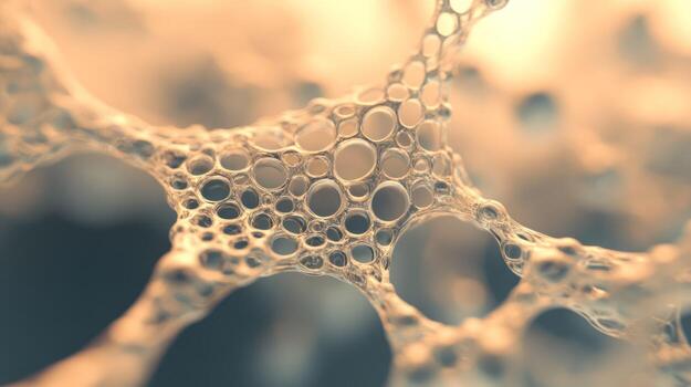 Close up of delicate bubbles creating an abstract and ethereal design. photo