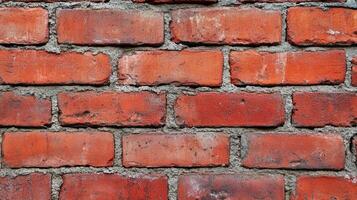 Close up of a textured red brick wall with a rustic feel. photo