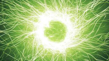 An abstract representation of glowing energy swirling in green. photo