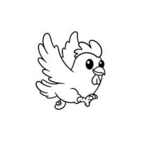 Cute Chicken Flapping Wings Coloring Book vector