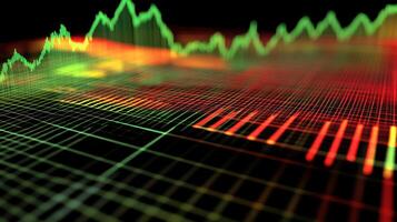 Abstract visualization of stock market trends and analytics. photo