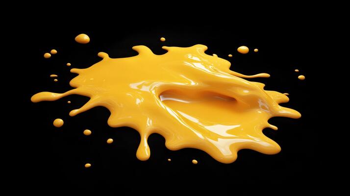 A vibrant yellow paint splash on a black background.