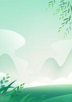 Chinese style vertical plate illustration design spring green nature background vector
