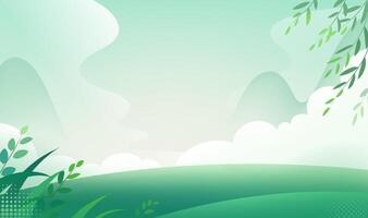Chinese style horizontal plate illustration design spring green nature background vector
