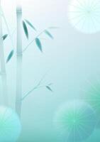 Chinese style vertical illustrations design bamboo and umbrella vector