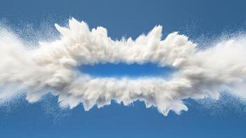 An abstract explosion of white clouds against a bright blue sky. photo