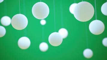 Floating white spheres create a minimalist and tranquil atmosphere. photo