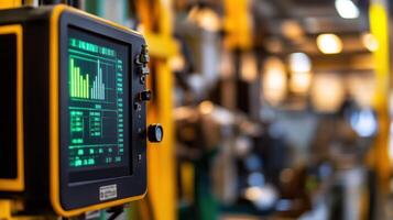 Industrial control panel displaying data with a modern design. photo
