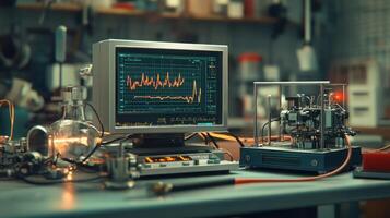 A high tech laboratory showcasing advanced data analysis equipment. photo