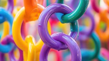 Colorful interlinked rings create a playful and vibrant abstract image. photo