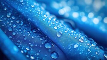 Close up of blue surfaces with water droplets creating a refreshed look. photo