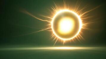 A radiant, glowing sphere emitting bright light in an abstract style. photo