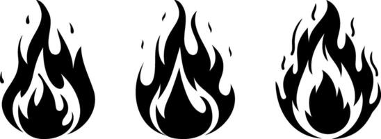 Flame in various styles, representing heat and energy, perfect for design projects vector