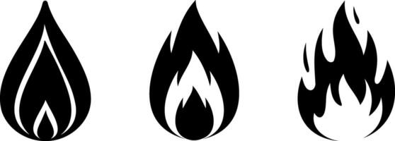 Stylized flame in black, representing fire and heat, ideal for design projects vector