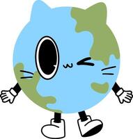 Cute cartoon character representing Earth with smiling face and playful expression vector