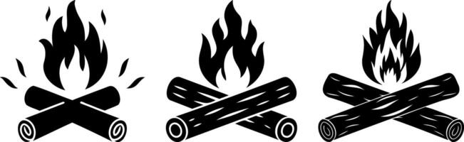 Campfire flames create warm and inviting atmosphere, perfect for gatherings vector