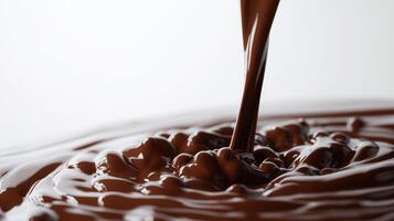 Close up of thick, flowing chocolate creating a glossy surface. photo
