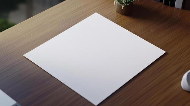 Plain note paper on desk with neat appearance photo
